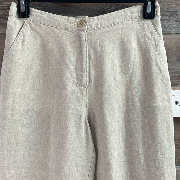L.L. Bean Women’s Khaki Linen Classic Fit Straight Button Zip Leg Pants Sz 10 - Picture 5 of 10